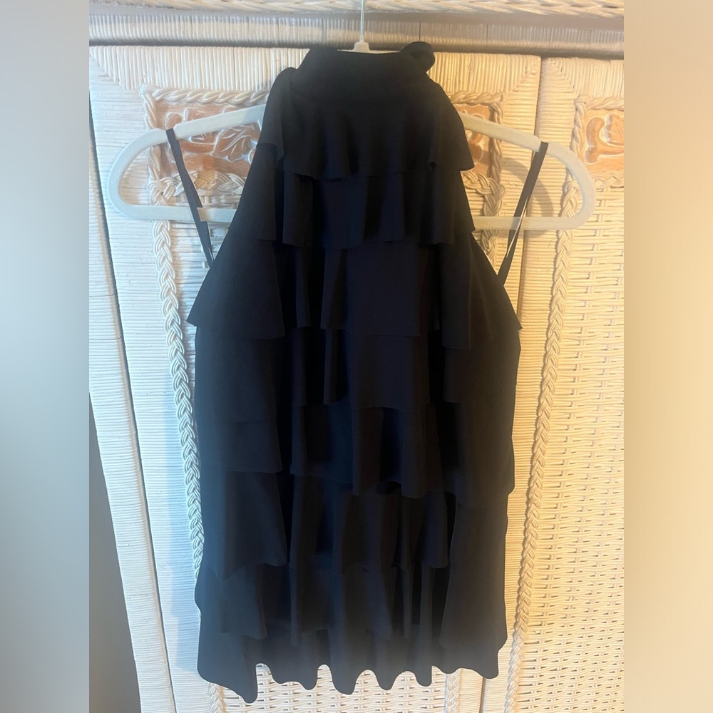 Black ruffled halter